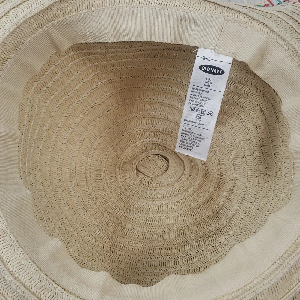 Old Navy straw paper beach hat with colorful edge detail Size L/XL - Picture 7 of 7